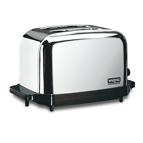 Waring Commercial WCT702 2-Slice Commercial Light Duty Pop-Up Toaster, 120V, 5-15 Phase Plug, Silver, 2-Compartment