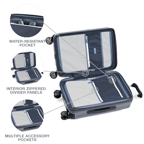 Travelpro Platinum Elite Hardside Expandable Carry on Luggage, 8 Wheel Spinner, TSA Lock, Hard Shell Polycarbonate Suitcase, Metallic Sand