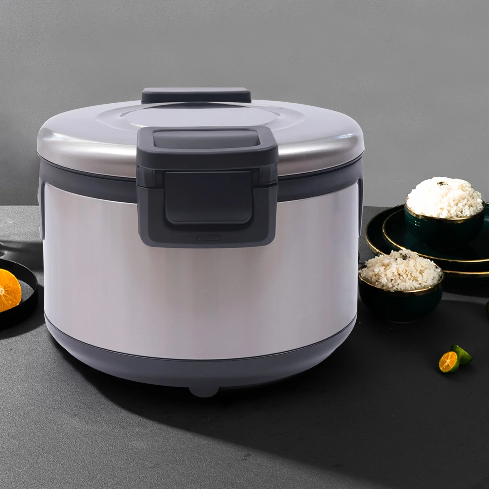 Miumaeov Rice Warmer Commercial with Dual Temperature Control Design, Non-stick Inner Pot, Efficient Insulation Electric Rice Warmer, Stainless Steel