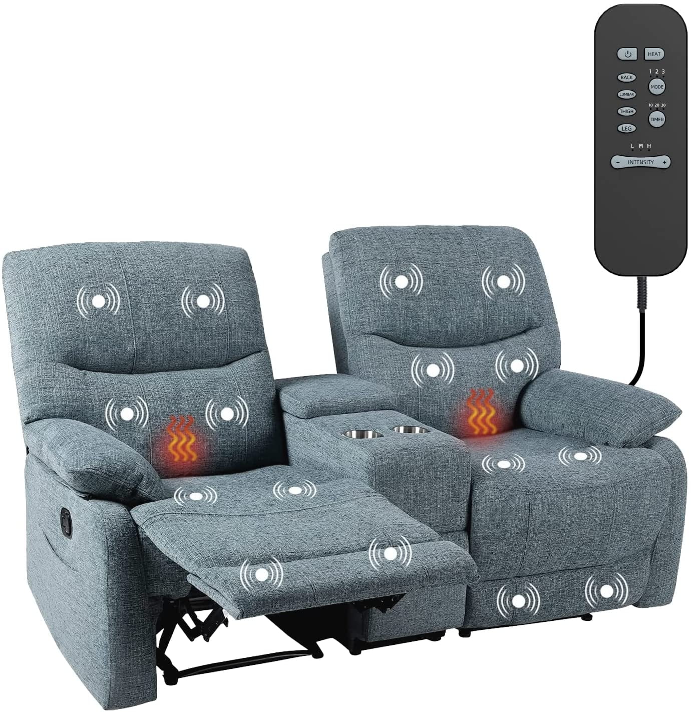 Reclining Sofa, Double Reclining Loveseat with Console, 2 Seater Sofa Home Theater Seating