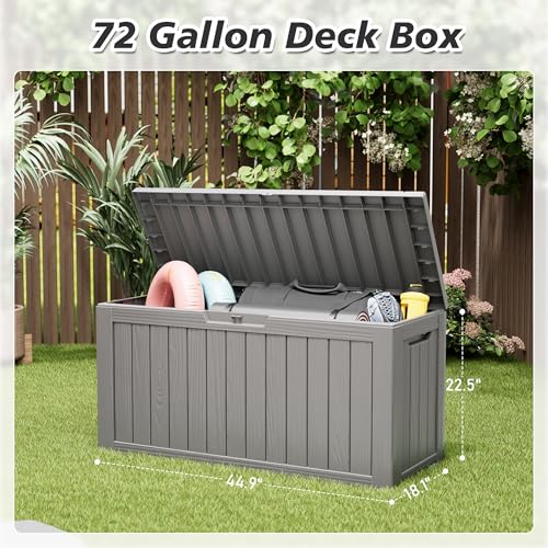 KAMABOKO Outdoor Storage Box, 150 Gallon Large Outdoor Resin Deck Box, Storage Waterproof Boxes Lockable Lid for Garden Tools, Pool Supplies