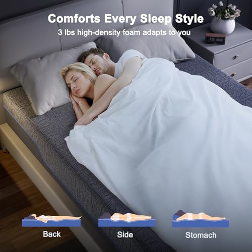 AMADA HOMEFURNISHING 12 Inch Queen Size Memory Foam Mattress, Cooling Sleep & Pressure Relief, Medium Firm Plus Feel & Fiberglass-Free