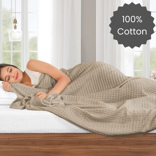 Cotton Clinic Waffle Bed Blanket 100% Cotton - All Season Blanket - Soft Breathable Lightweight - Perfect Blanket Layer for Couch Bed Sofa
