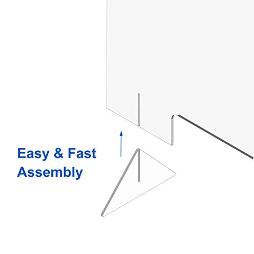 Sneeze Guard Partition for Desk, Counter and Table, Portable Plexiglass Barrier, Same-Day Shipping, Clear Acrylic Shield (30"W x 30" H)