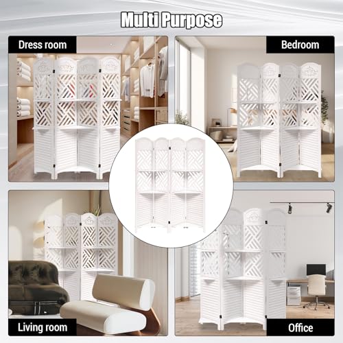 5.6FT Tall Room Divider,Japanese Room Divider 6 Panel Shoji Screen Room Dividers
