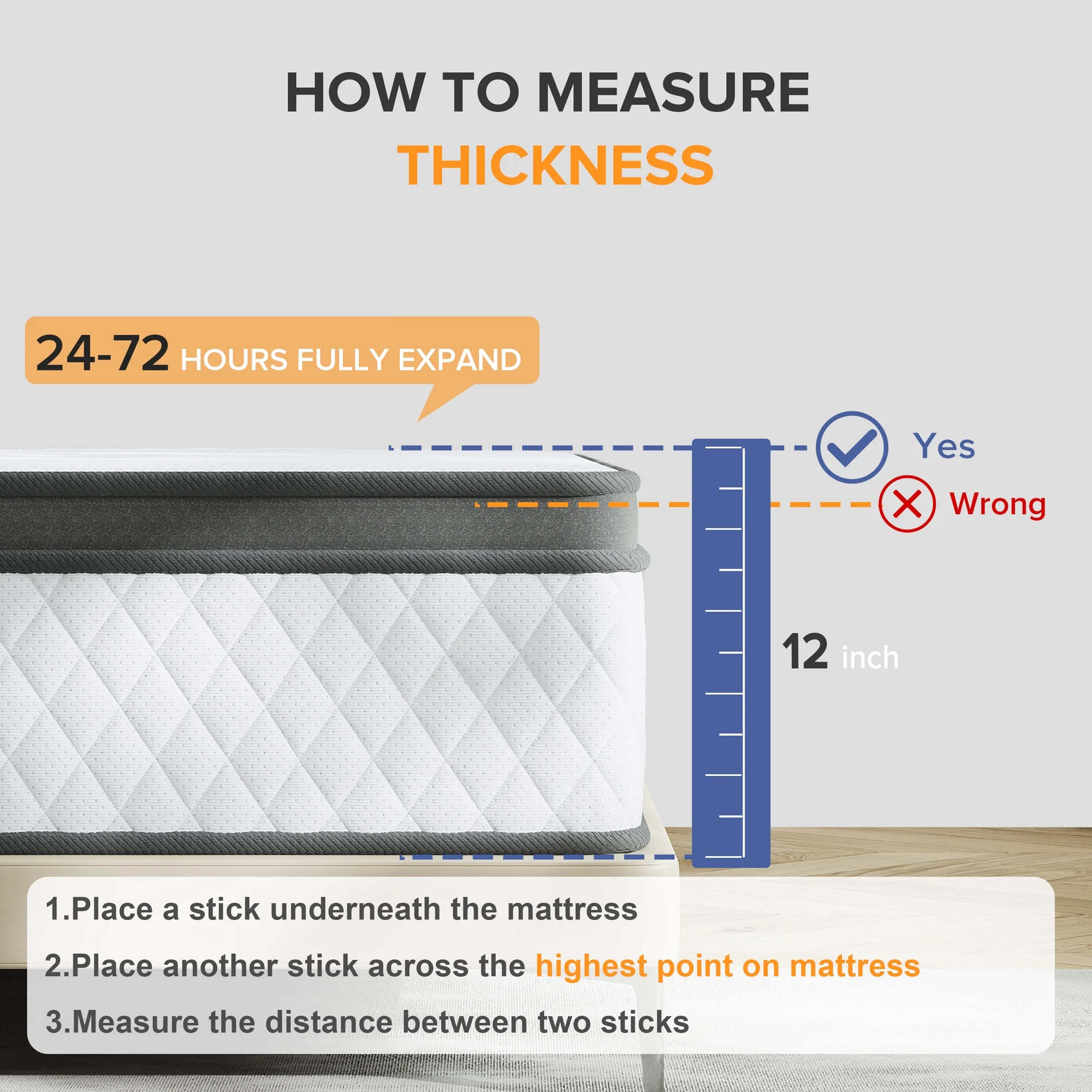 TXO 12 Inch Memory Foam and Innerspring Hybrid Mattress �C Queen Mattress �C Bed in a Box �C Medium Firm Mattress