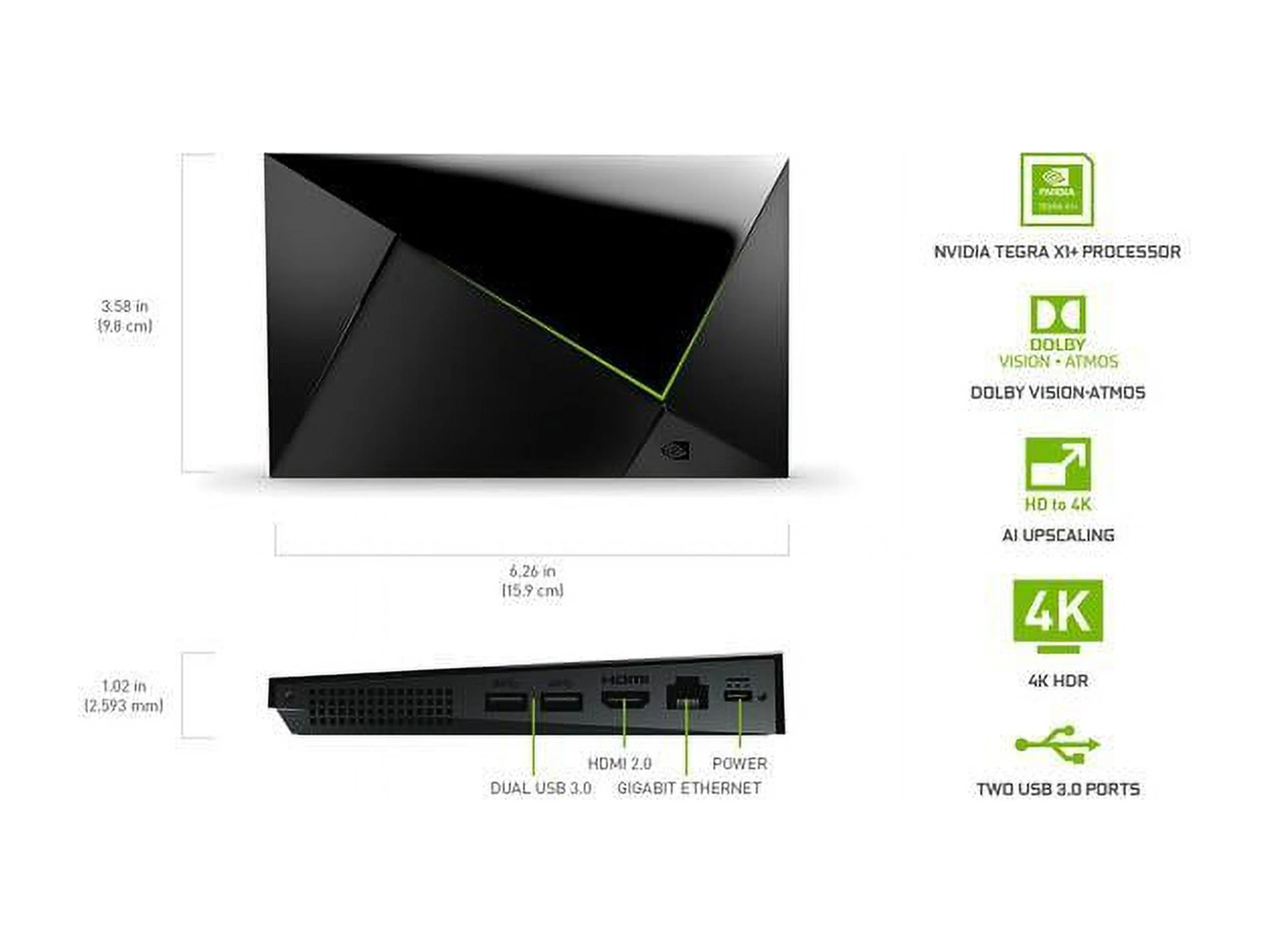 NVIDIA SHIELD Android TV Pro 4K HDR Streaming Media Player; High Performance, Dolby Vision, 3GB RAM, 2x USB, Works with Alexa