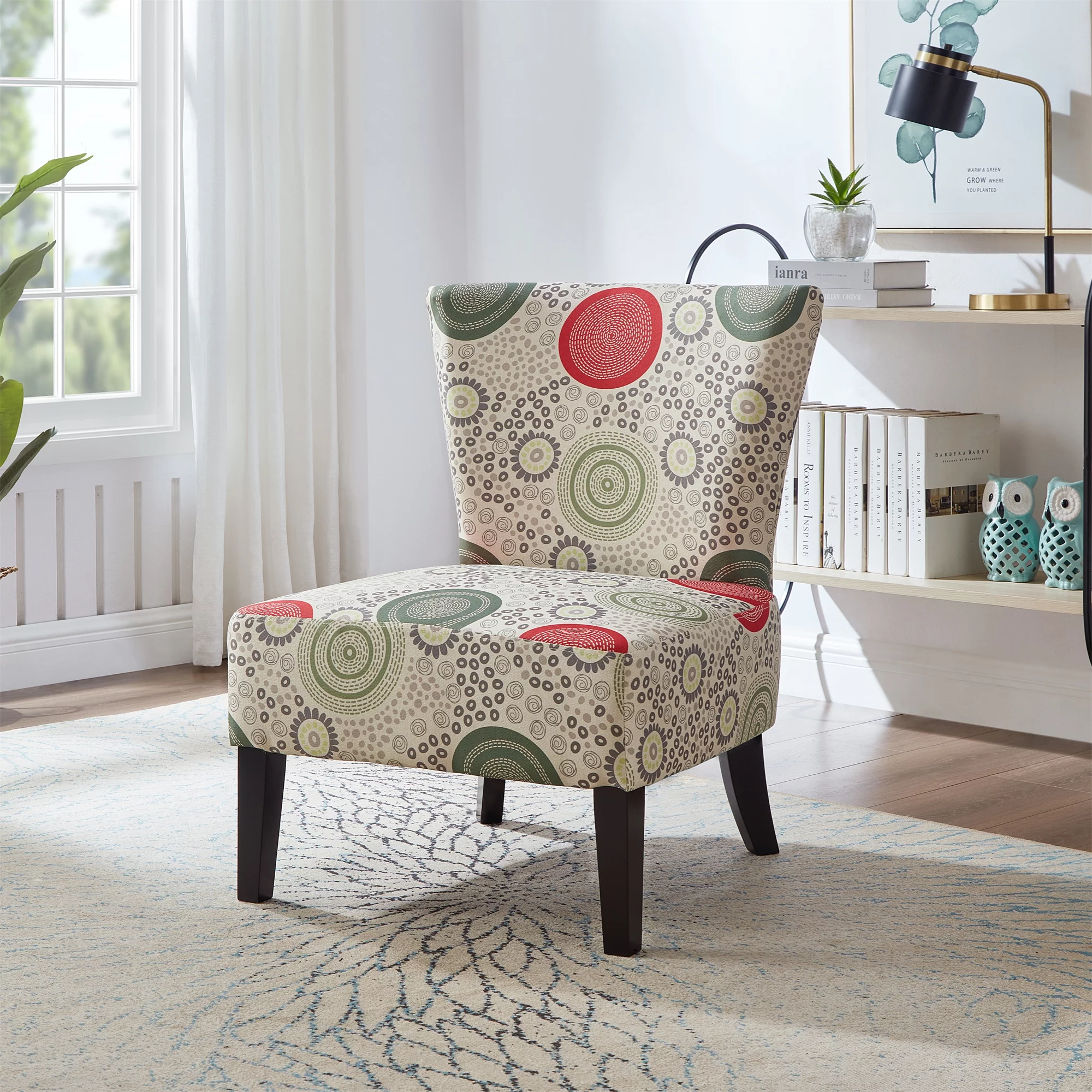 GEXPUSM Armless Accent Chair Set of 2, Modern Living Room Chairs with Thick Cushion & Solid Wood Legs, Fabric Comfy Bedroom Chair