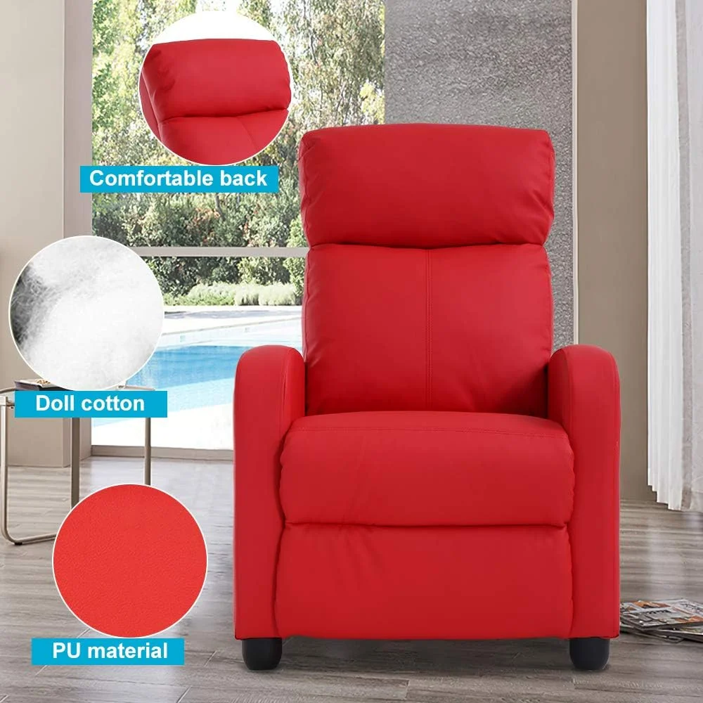 Recliner Chair, Padded Wide Seat Sofa PU Leather Massage Reclining Chair With Footrest & Backrest