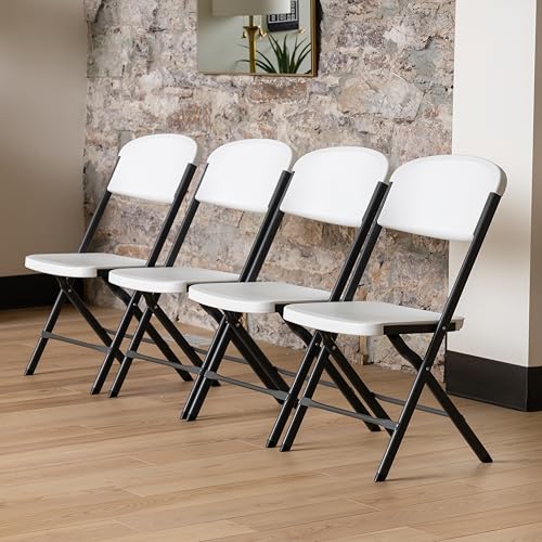 Lifetime Folding Chairs, Heavy Duty Foldable Chair Contoured for Comfort, 4-Pack