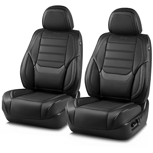 Skechers MAX Cushioning Seat Covers,Memory Foam Leather Car Seat Covers,Waterproof Car Seat Protector Front Seats