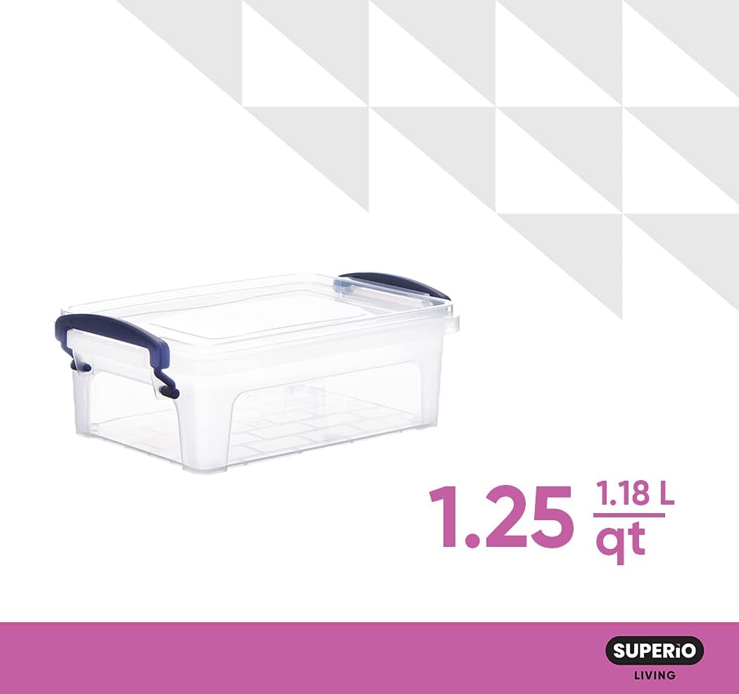 Superio Clear Plastic Storage Bins with Lids, Stackable Storage Boxes for Home, Garage, or Dorm- Container for Accessories, Food, Toys, and Cloths