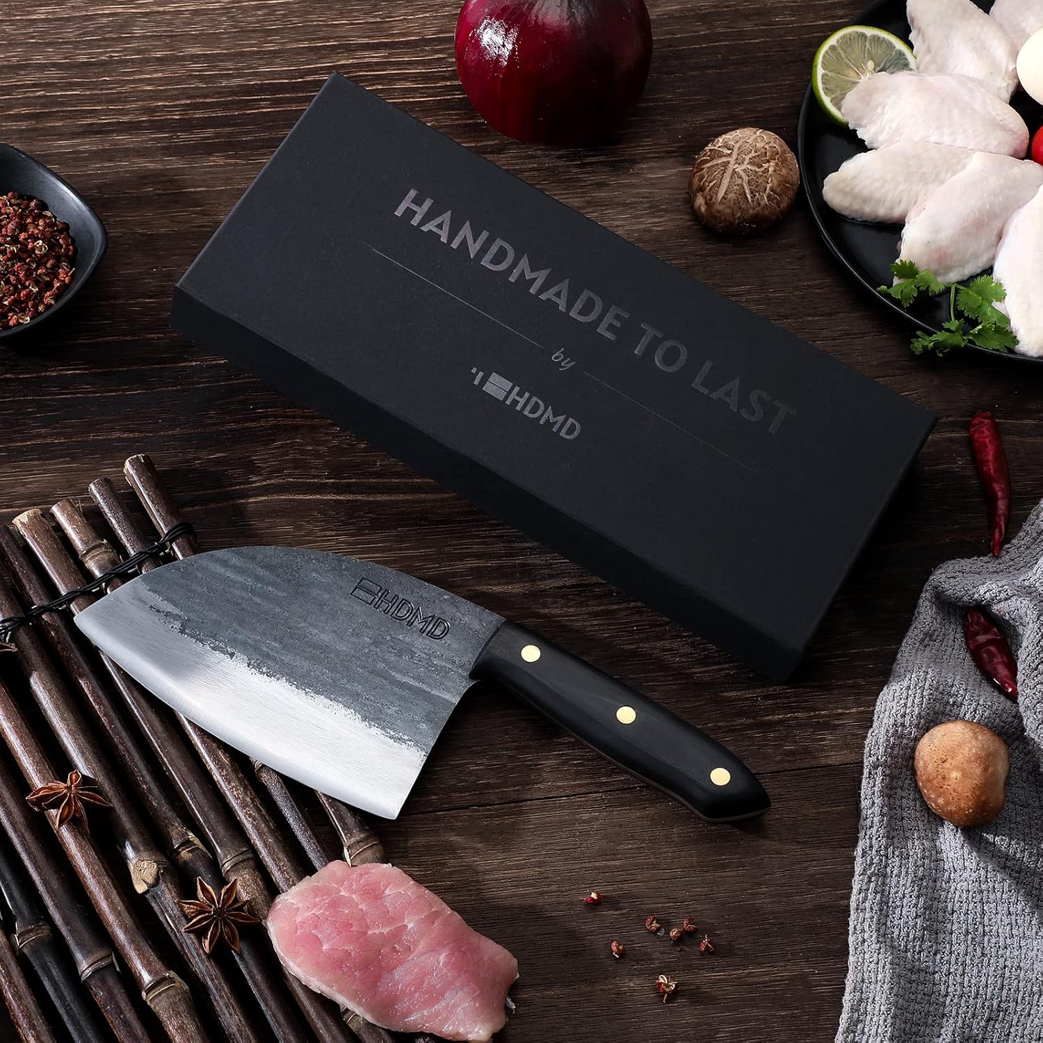 Serbian Chefs Knife Carbon Steel Butcher Knife For Meat Cutting