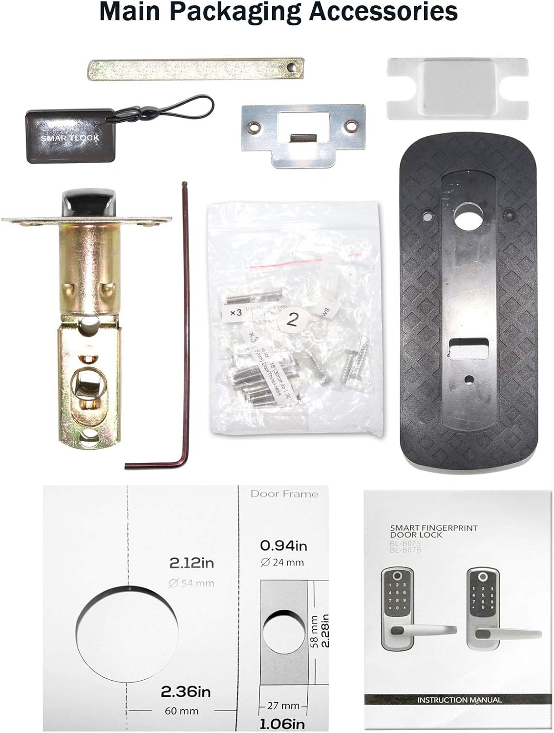 5-in-1 Smart Dore Lock,Arcwares Fingerprint Door Lock with Reversible Handle,Digital Keypad Lock for Home,Office,House Rental,Use APP,IC Card