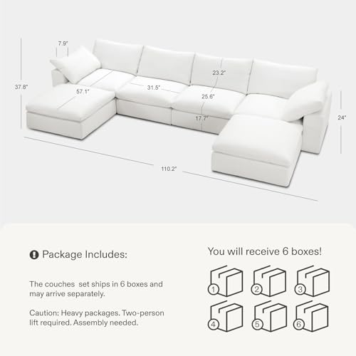 Cloud Couch Oversized Modular Sectional Sofa True Relax Comfy Couches Wide&Deep Seat Sofas for Living Room Metal Frame Furniture Sets