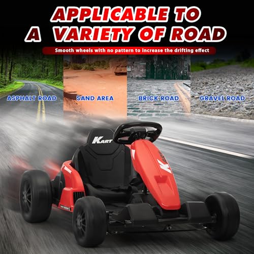 TOBBI 24V Go Kart Electric Drift Kart for Kids 4-16 Year, Ride on Car, 8 MPH Battery Powered Crazy Cart for Kids