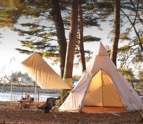 S'more Canvas Bell & Teepee Camping Tent, Water Resistant, Hot Tent with Stove Jack, 4 Season Outdoor Glamping Tent