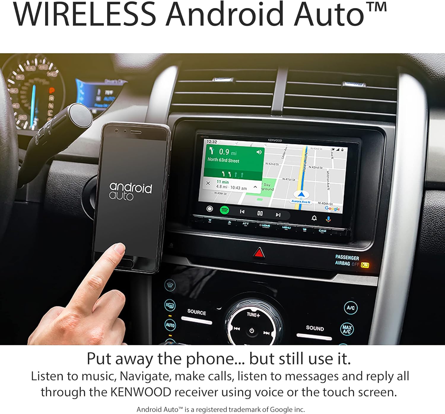 KENWOOD eXcelon DMX907S 6.95" Digital Multimedia Bluetooth Car Stereo with USB, AM/FM HD Radio, Double DIN, Wireless Apple CarPlay and Android Auto