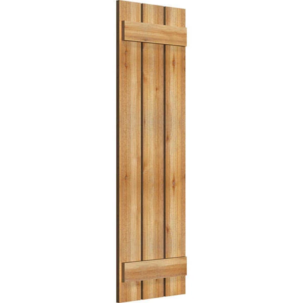 Ekena Millwork RBS06S17X052RWR 17 1/8x22W x 52x22H TimberCraft Three 5 3/8x22 Boards Spaced Board-n-Batten Shutters, Rough Sawn