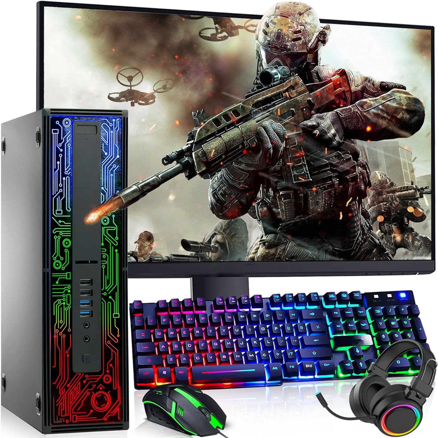 HP 800 G2 RGB Gaming PC Desktop – Intel Core i5 6th Gen, 16GB DDR4 Ram, 512GB SSD, NVIDIA GeForce GT 1030 2GB DDR5, New 24 Inch Monitor