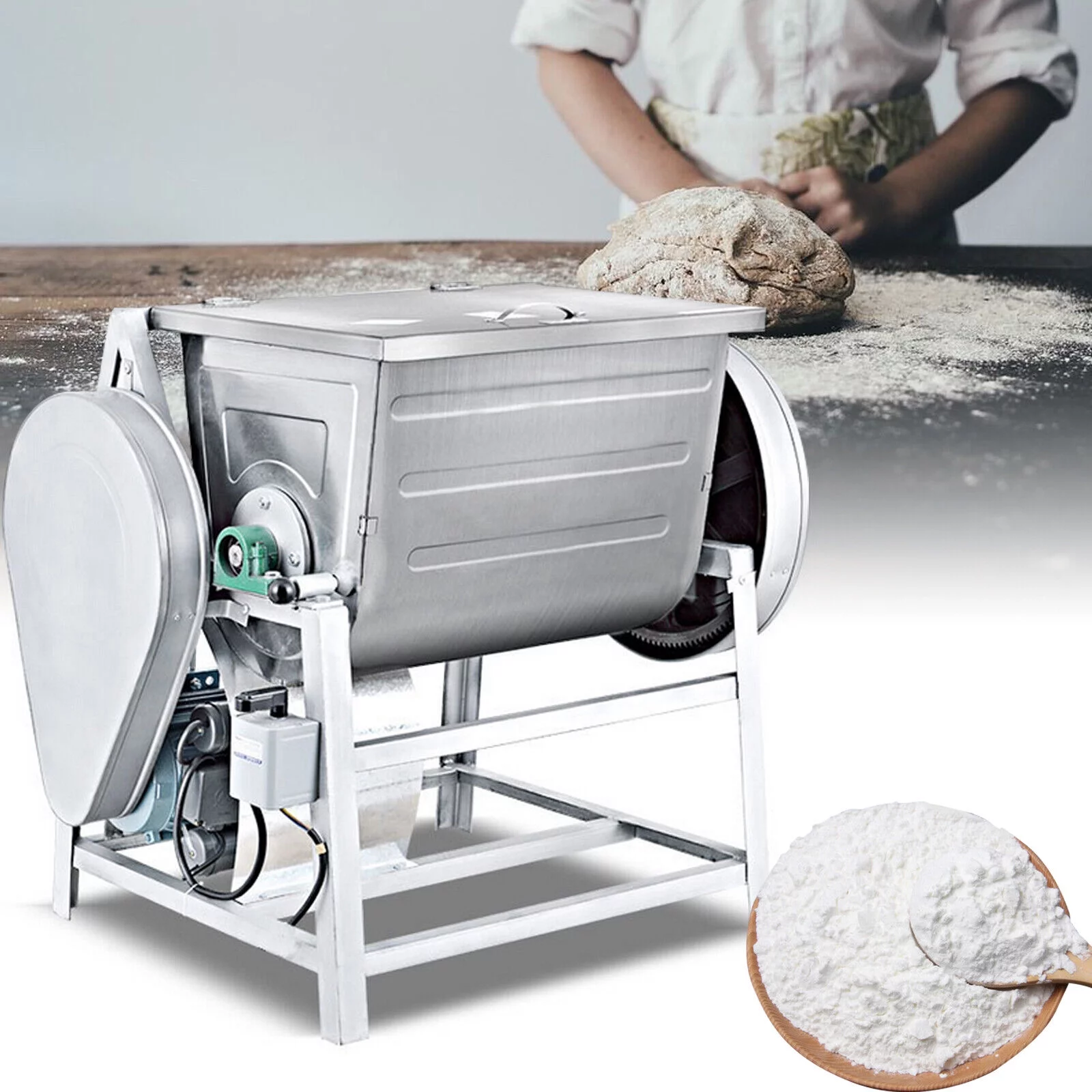 Miumaeov 15KG/30QT Commercial Electric Dough Mixer Heavy Duty Pizza Dough Kneading Machine Kitchen Equipment with 2 Speed Adjustable