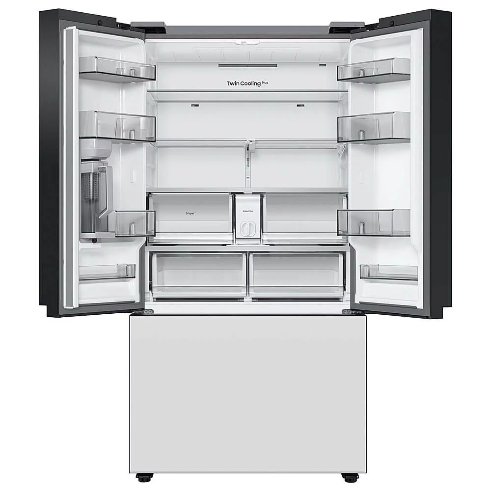 Samsung RF24BB620012 24 Cu. Ft. Bespoke White Glass 3-Door French Door Counter-Depth Refrigerator