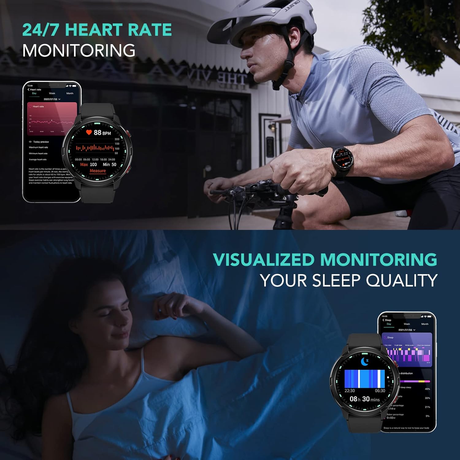 SKG V9C Smart Watch for Men Women, Smartwatch with GPS for Android & iPhone, Fitness Tracker with Heart Rate, SpO2, Sleep Monitor, IP68 Waterproof