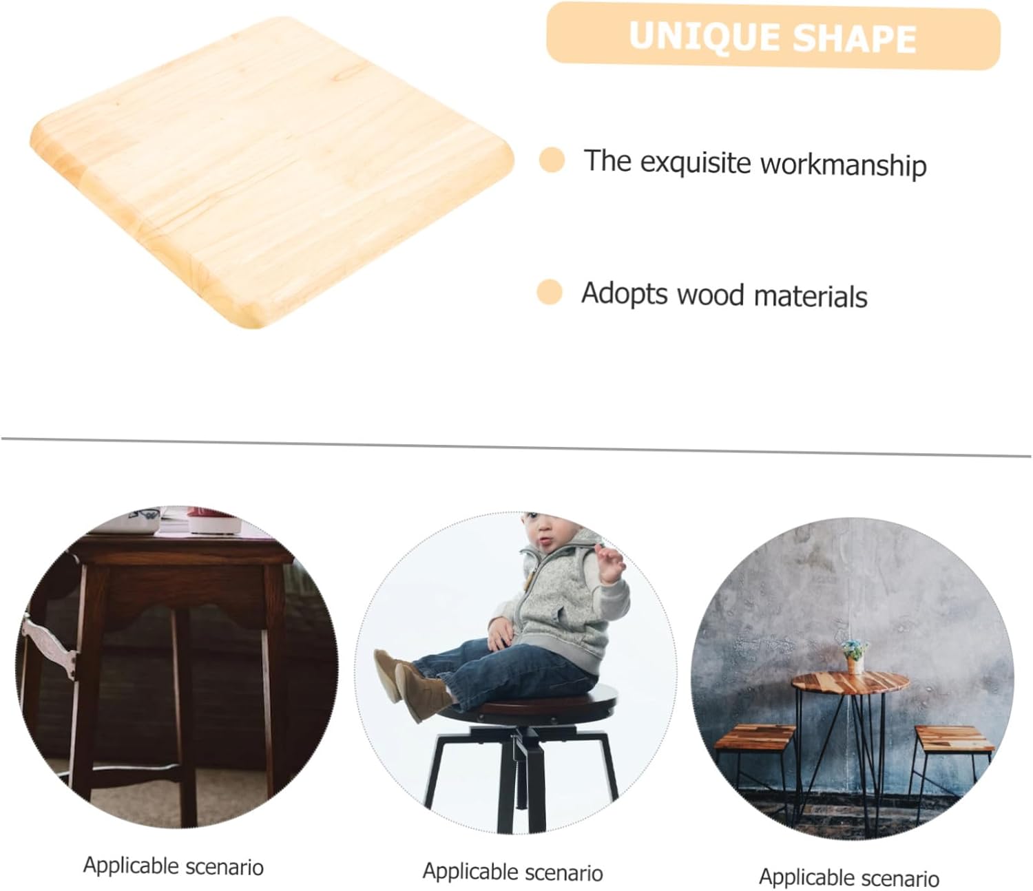 DOITOOL Square Stool Home Stool Seat Replacement Square Dining Table Stool Seat Replacement for Wooden Stool Square Wooden Chair Seat Replacement