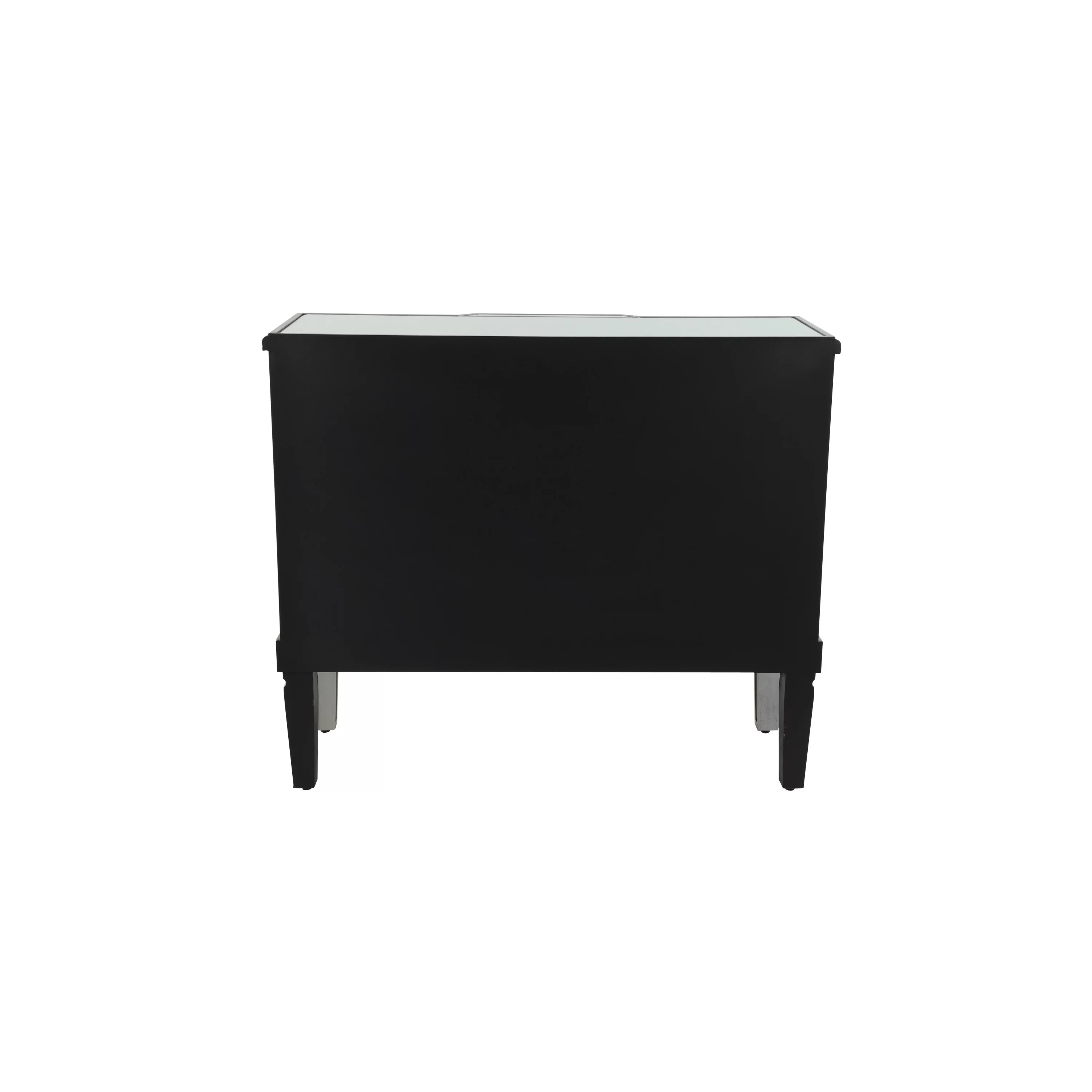 DecMode 39" x 34" Silver Wood Mirrored Panel 4 Drawers 2 Shelves and 2 Doors Buffet with Acrylic Knob Handles, 1-Piece