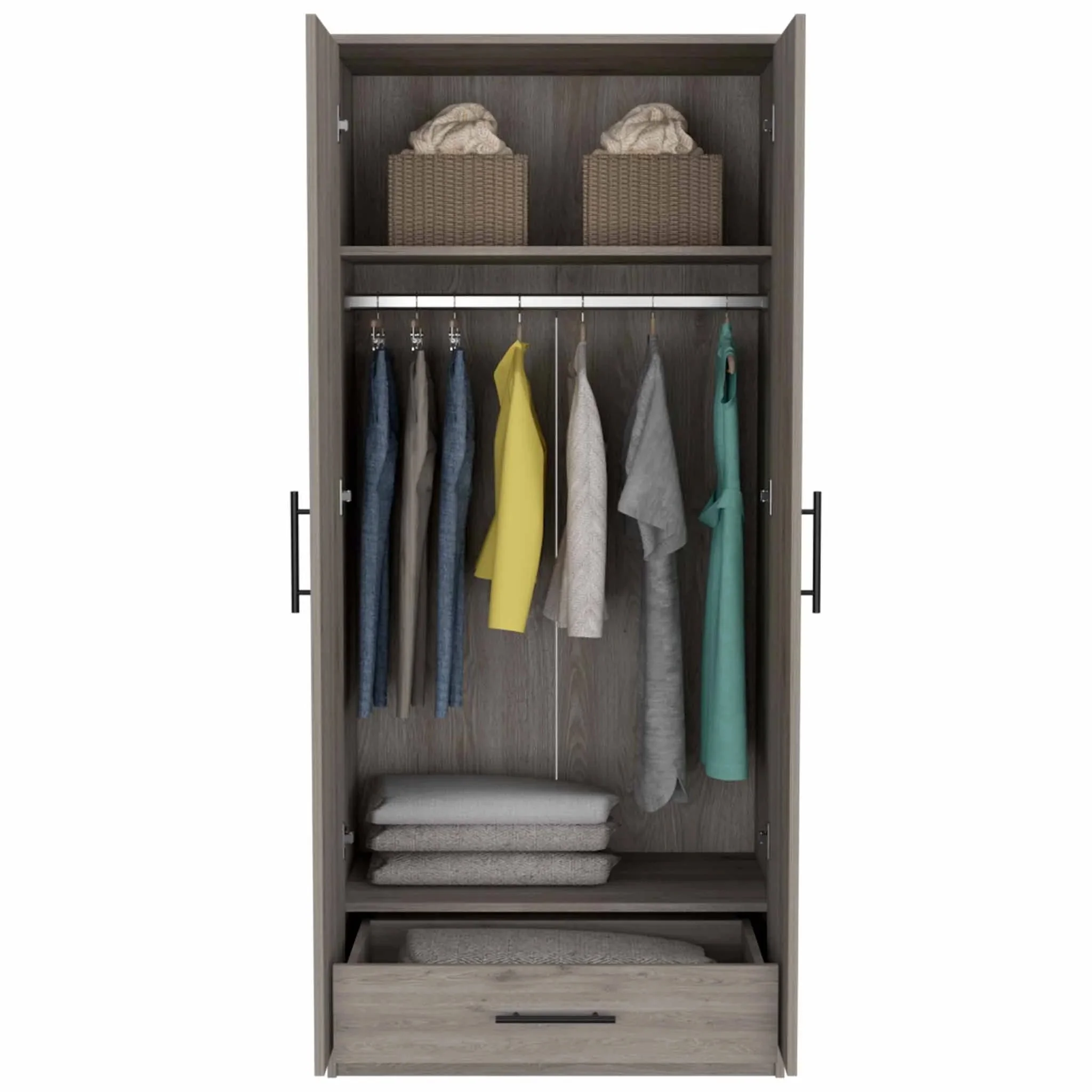 Boahaus Hamburg Armoire, Manufactured Wood, for Adults, Light Grey