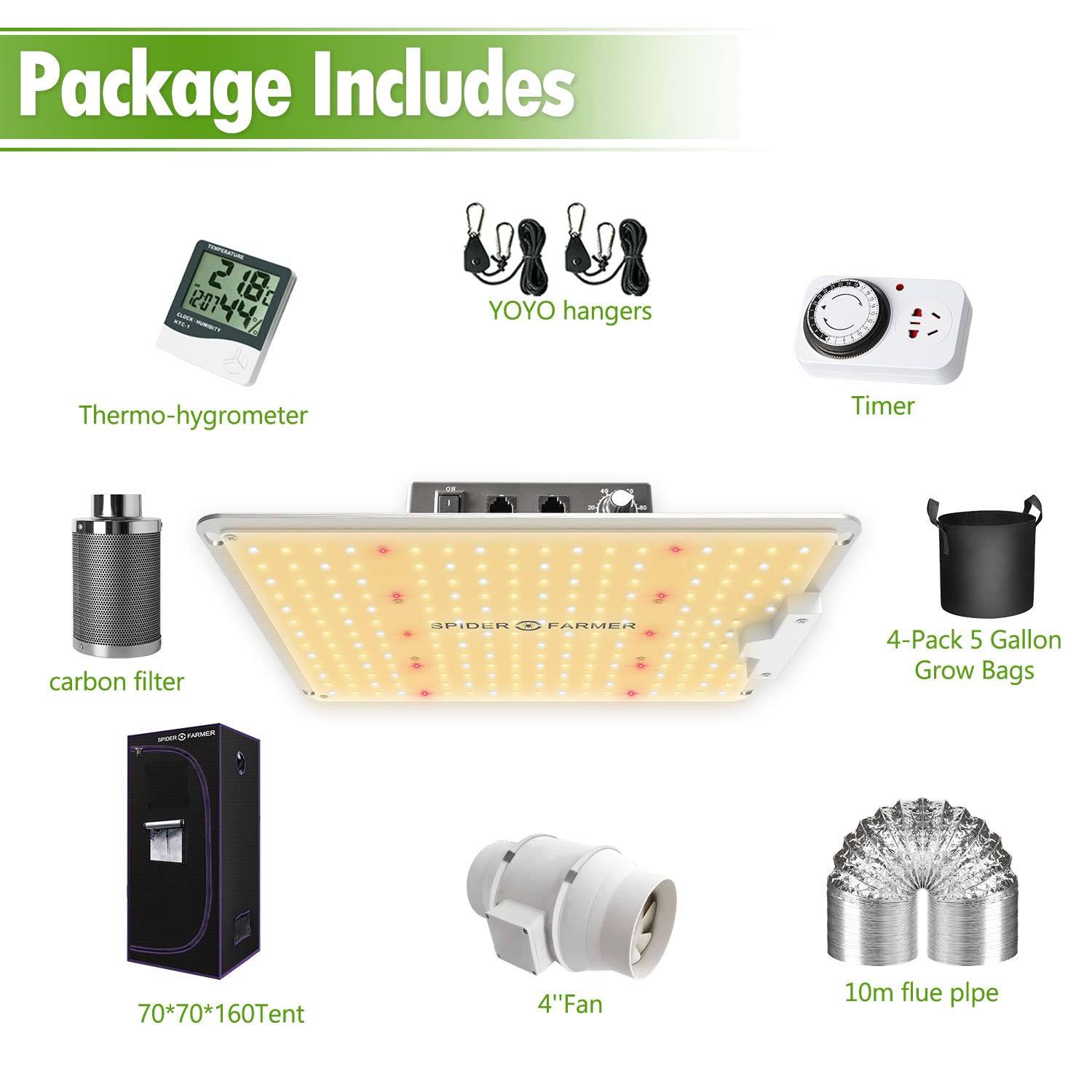 New SF1000 LED Grow Light Full Spectrum+70x70x160cm Grow Tent Kits Carbon Filter Indoor
