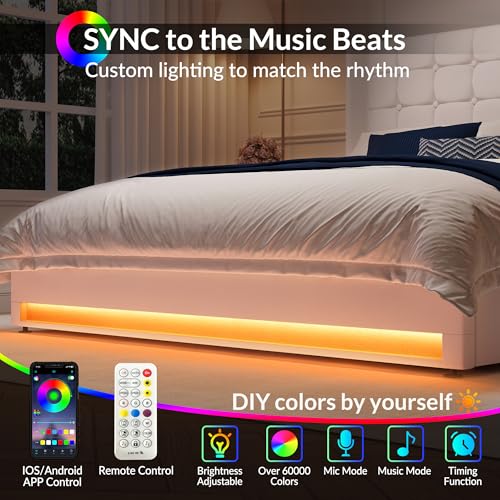 Queen Size LED Bed Frame with 4 Storage Drawers and Tufted Headboard Velvet Upholstered Platform Bed Frame Wingback Beds with Heavy Duty Wood Slats