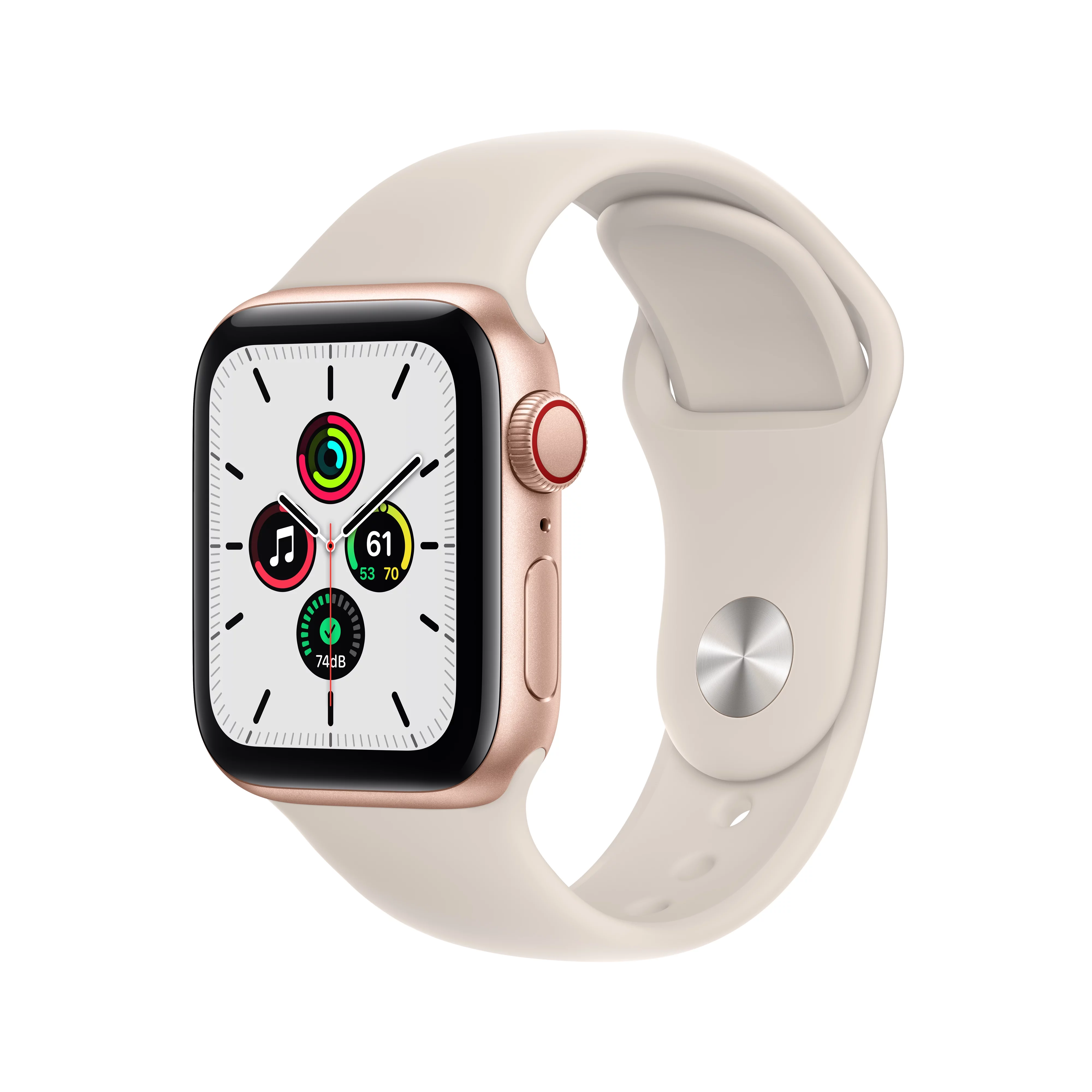 Apple Watch SE (1st Gen) GPS + Cellular 40mm Gold Aluminum Case Starlight Sport Band - Regular with Family Set Up - Radiant Selections