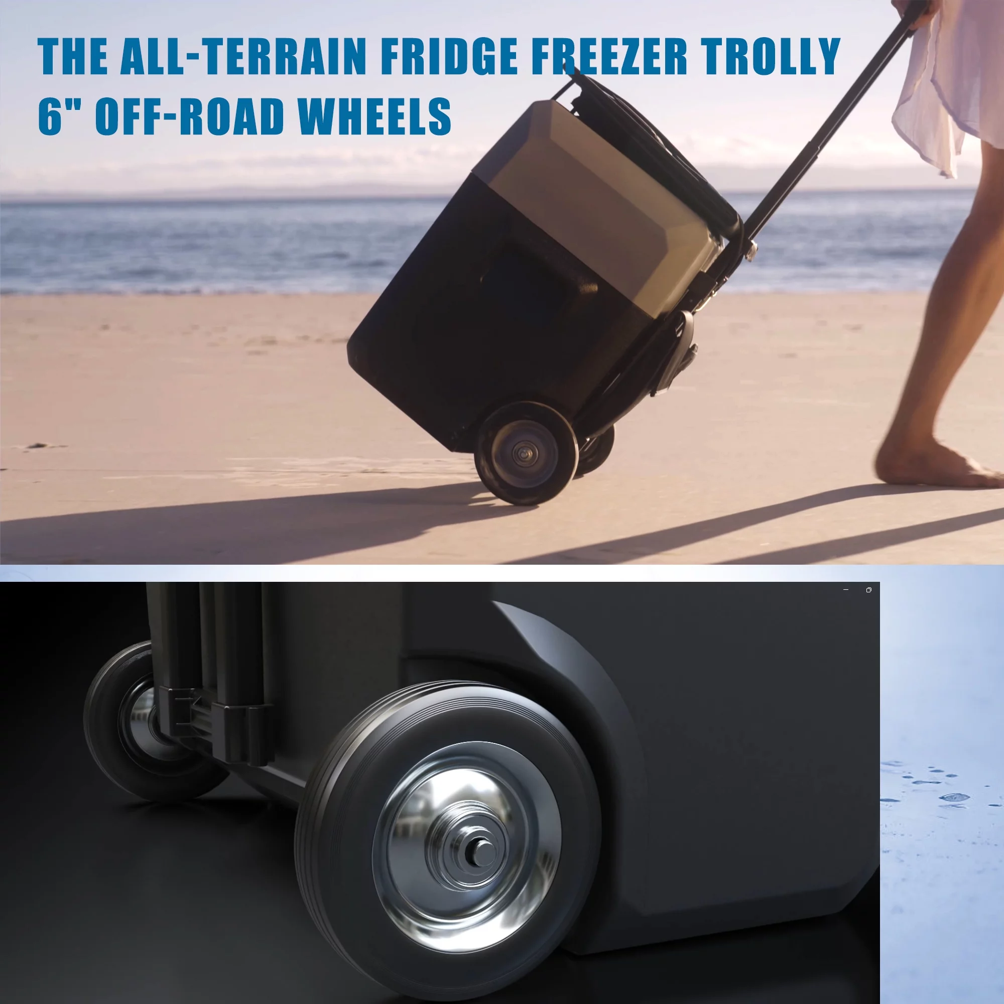 ACOPOWER 42Qt  Portable Refrigerator Freezer Car Freezer with Battery and 6'' off-Road Wheels, 12V,45W Cooler Freezer,Low Noice