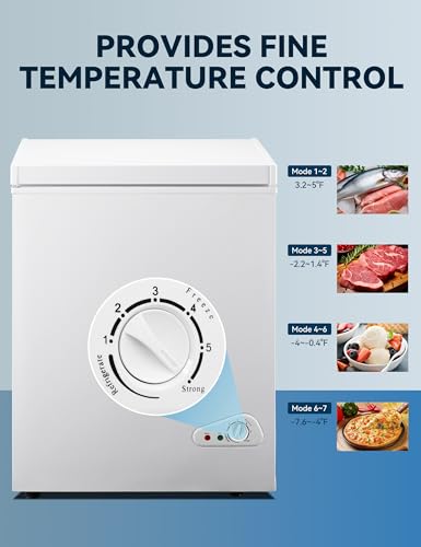 7.0 Cu Ft Chest Freezer - Energy Efficient & Quiet Mini Freezer with Adjustable Thermostat - Compact Deep Freezer for Home, Apartment, and Garage