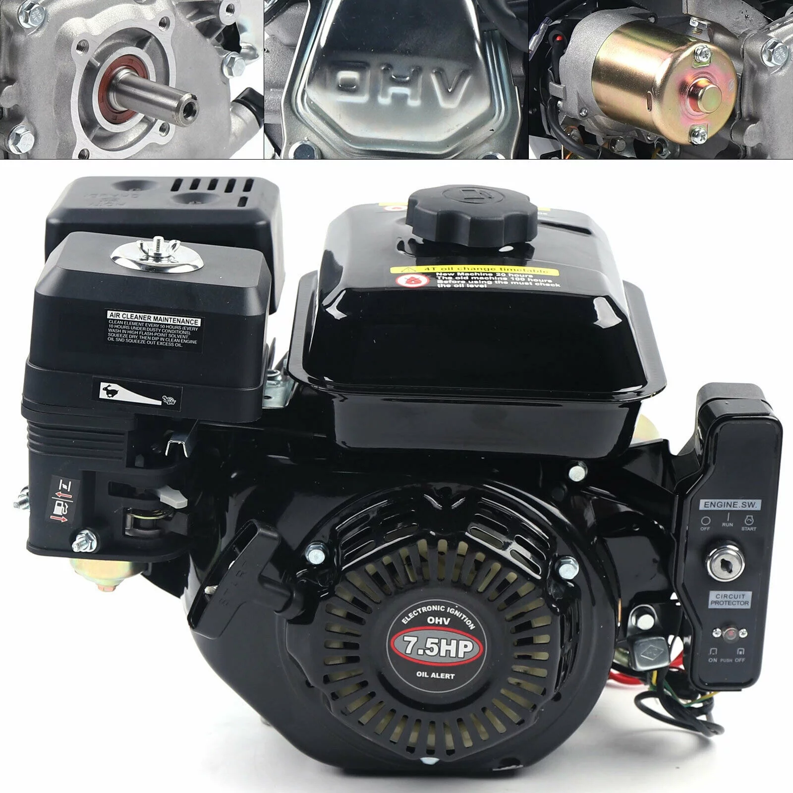 SHZICMY  7.5HP 212cc Gas Engine Motor Electric Start Horizontal Engine 4-Stroke Go Kart - Curated Treasures Market