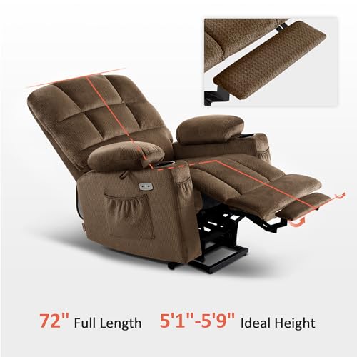 MCombo Large Dual Motor Power Lift Recliner Chair for Elderly, Massage and Heat, Lay Flat, Zero Gravity, Home Button, USB Port, Fabric 7680 (Large