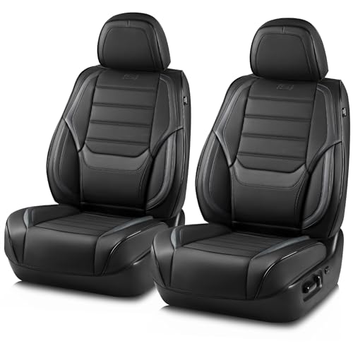 Skechers MAX Cushioning Seat Covers,Memory Foam Leather Car Seat Covers,Waterproof Car Seat Protector Front Seats