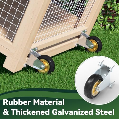 Flehomo Chicken Coop Wheels Kit, 2 Pack 4" Caster Wheels and A Lifting Handle for Easy Movement