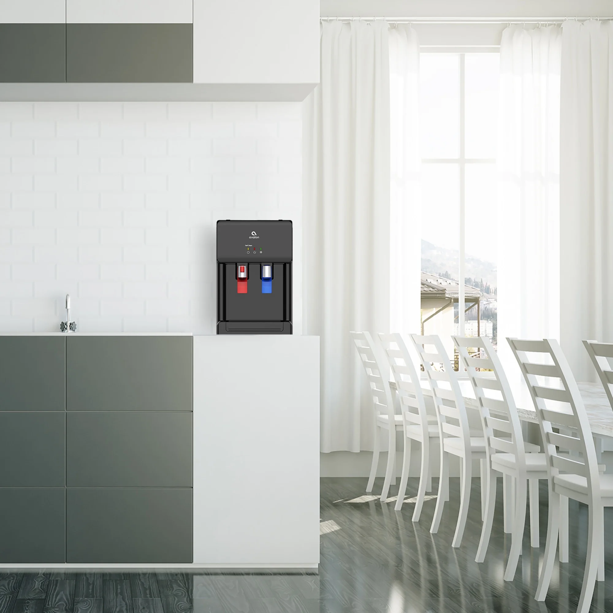 Avalon Countertop Self Cleaning Bottleless Water Dispenser - Hot & Cold Water Temperature - Black