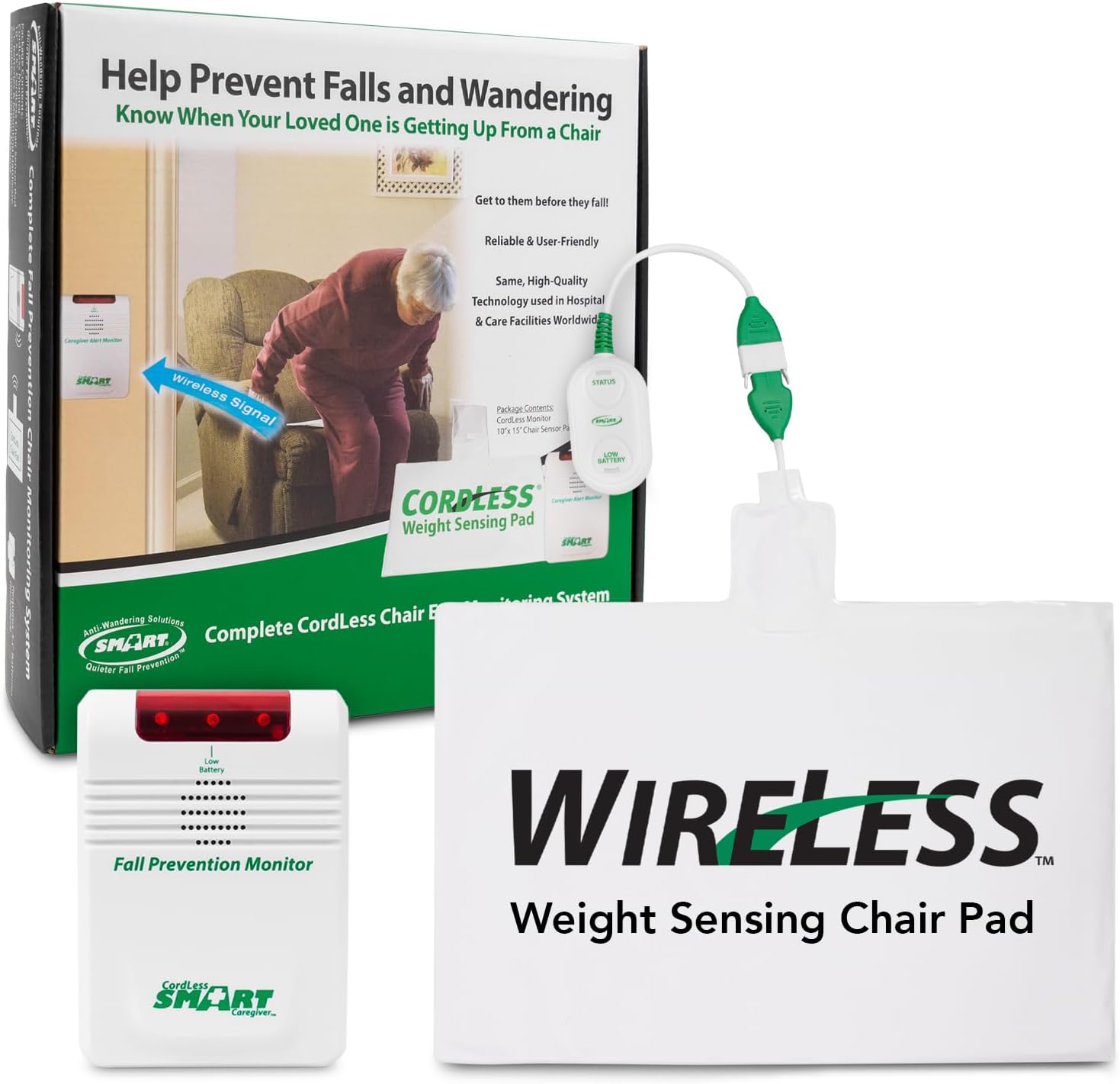 Smart Caregiver Wireless Chair Exit Alarm with Weight Sensing Pad