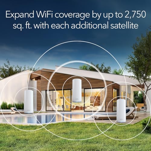 NETGEAR Orbi 770 Series Tri-Band WiFi 7 Mesh Network System (RBE773) - Router + 2 Satellite Extenders, Security Features, Up to 11Gbps