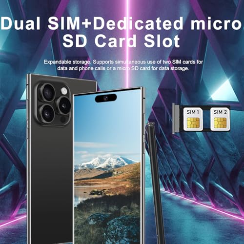 Unlocked Cell Phones Smartphones 5G Phone Android 13 Mobile Phones 8GB+256GB/7 Display/48MP+108MP Camera/6800 mAh/Dual SIM/Build-in Pen (White)