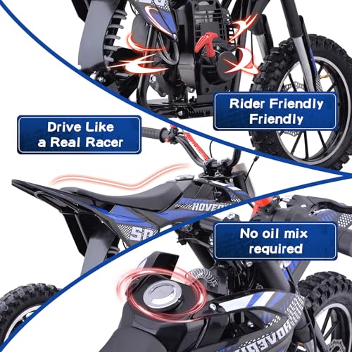 Hoverheart Gas Dirt Bike, 50cc 4-Stroke Gas Powered Kids Off Road Motorcycle (Model-DB4S004) with Off-Road Tire, Suspensions, Disc Brakes