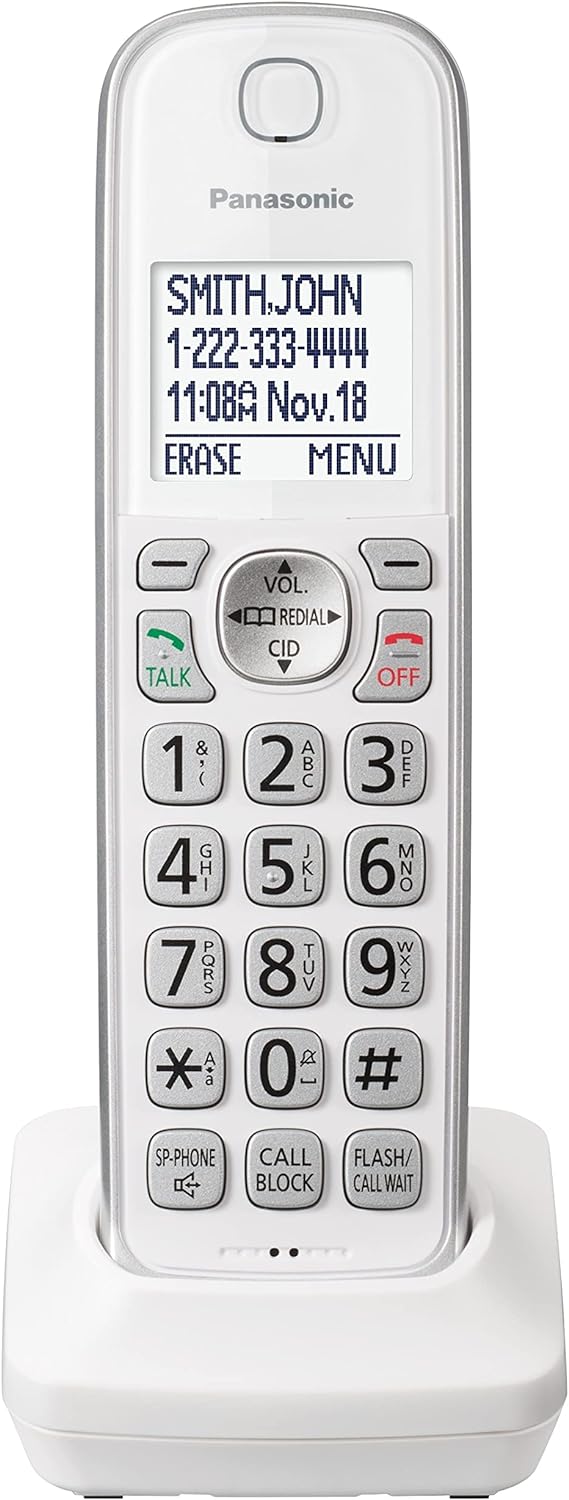 Panasonic Expandable Cordless Phone System with Answering Machine and Call Block - 3 Cordless Handsets - KX-TGD633W (White/Silver)