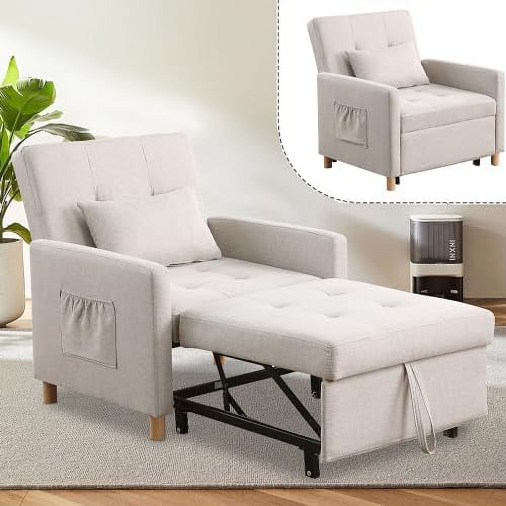 RUNFAYBIU Sleeper Sofa Chair Bed  3-in-1 Single Convertible Chair Multi-Functional Sleeper Chair with Soft Fabric for Living Room  Dorm  Apartment