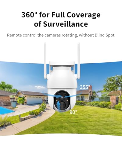 Security Cameras Wireless Outdoor, 2 Cam Kit, No Subscription, Solar Powered Home Security Cameras System, 360° Panoramic View, 2K Color Night Vision