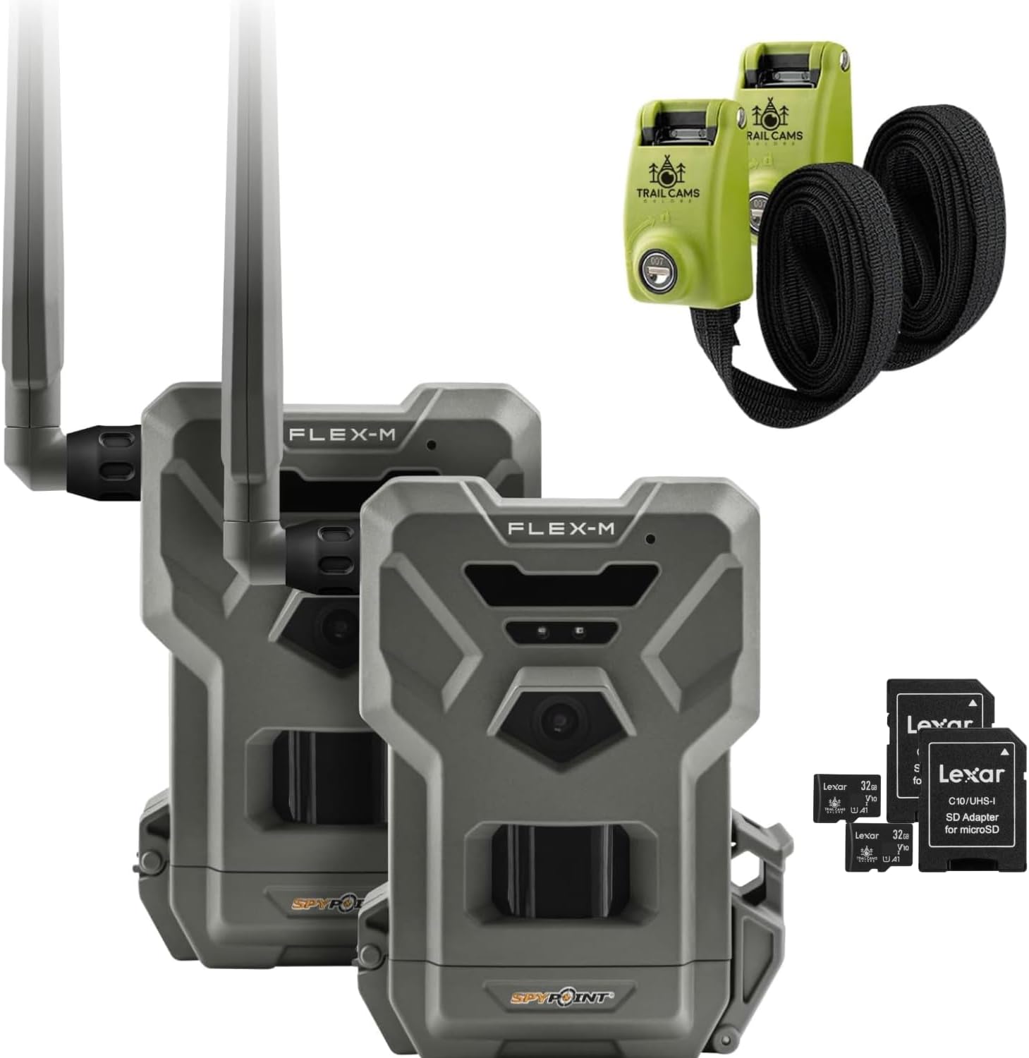 SPYPOINT Flex-M Twin Pack Cellular Hunting Trail Cameras | GPS-Enabled | Night Vision | Dual-Sim LTE | IP65 Waterproof | 28MP Photos