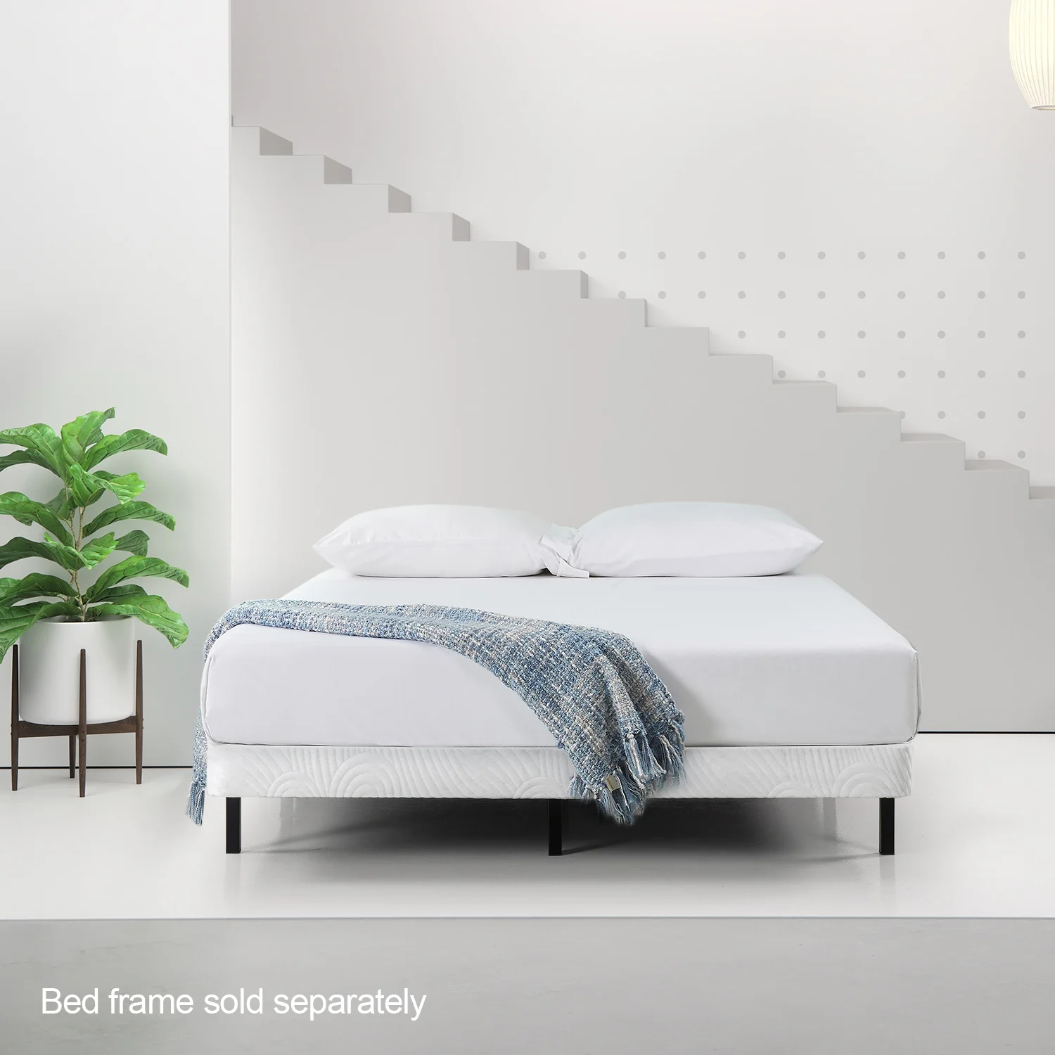 Spa Sensations By Zinus No Assembly 4" White Mattress Foundation Metal Box Spring, Queen