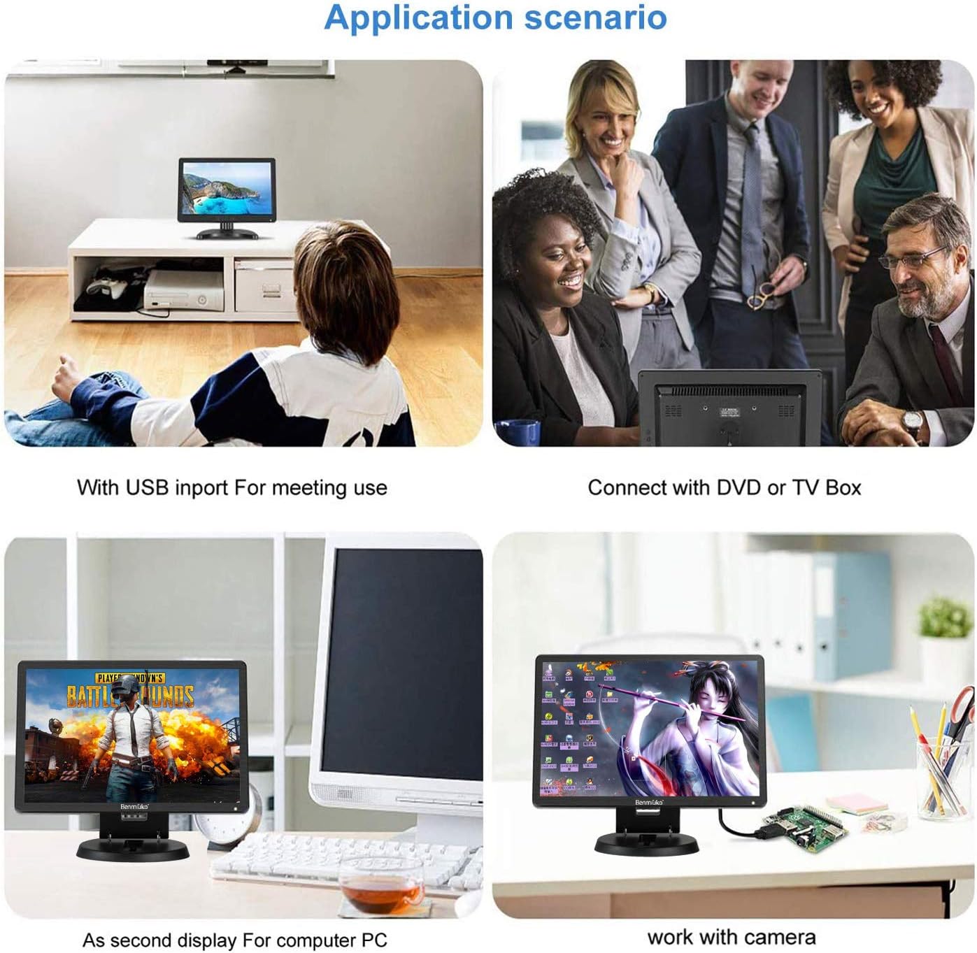14 inch Small tv Mobile CCTV Monitor Security Camera Surveillance Monitor 1024x768 HD Display HDMI USB VGA BNC AV Various Connections LCD PC Monitor